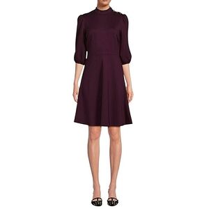 NWT Nanette Lepore Purple A-Line Midi Dress Puff Sleeves Formal Classy Career